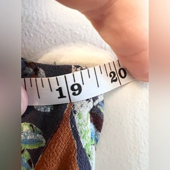 Free People Island Time Blue Floral Wide Leg Jumpsuit One Shoulder cropped boho - Picture 9 of 12